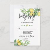 Elegant Waterverf Lemon Wedding Handwriting RSVP Kaartje (Voorkant)