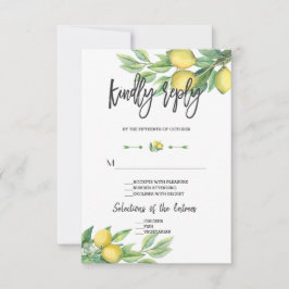 Elegant Waterverf Lemon Wedding Handwriting RSVP Kaartje