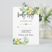 Elegant Waterverf Lemon Wedding Handwriting RSVP Kaartje (Staand voorkant)