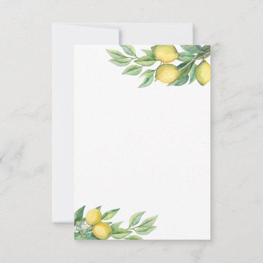 Elegant Waterverf Lemon Wedding Handwriting RSVP Kaartje (Achterkant)
