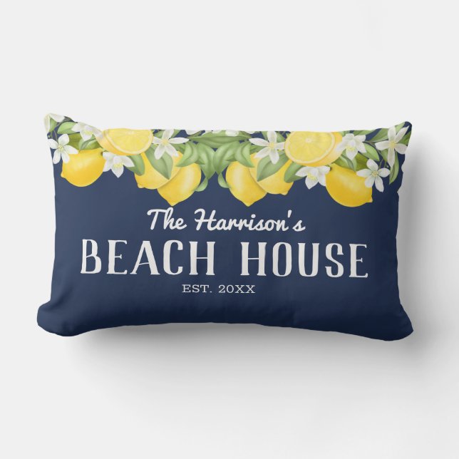 Elegant Waterverf Lemons Beach House Kussen (Voorkant)
