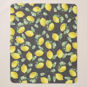 Elegant Waterverf Lemons & Blossom Sherpa Deken