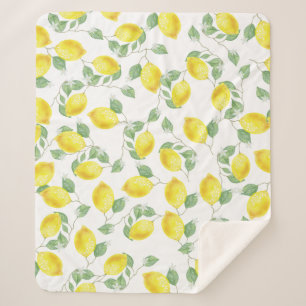 Elegant Waterverf Lemons & Blossom Sherpa Deken