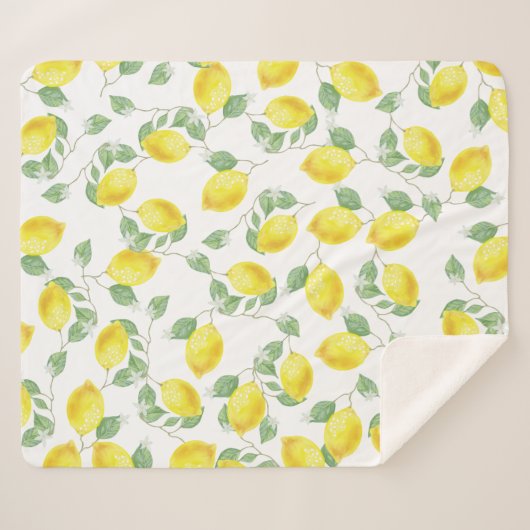 Elegant Waterverf Lemons & Blossom Sherpa Deken (Voorkant (horizontaal))
