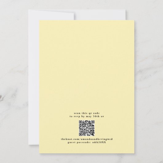 Elegant Waterverf Lemons Greenery QR Code Weddensc Kaart (Achterkant)
