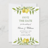 Elegant Waterverf Lemons Greenery Wedding Save The Date (Voorkant)
