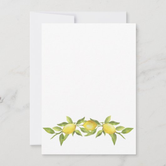 Elegant Waterverf Lemons Greenery Wedding Save The Date (Achterkant)