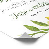 Elegant Waterverf Lemons Greenery Wedding Welkom Poster (Hoek)