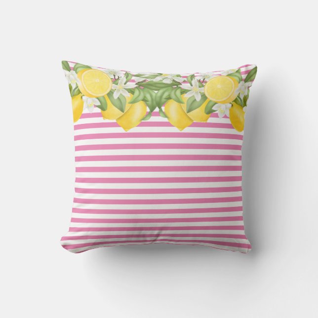 Elegant Waterverf Lemons Lumbar Pillow Kussen (Voorkant)