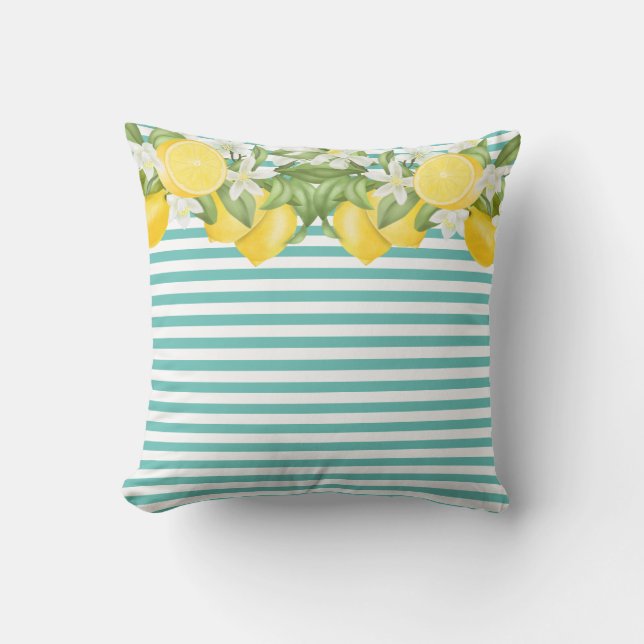 Elegant Waterverf Lemons Lumbar Pillow Kussen (Voorkant)