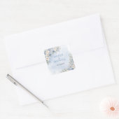Elegant waterverf licht Blauw en wit Bloemen Vierkante Sticker (Envelop)