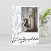 Elegant Waterverf Light Blue Afstuderen Foto Aankondiging (Staand voorkant)