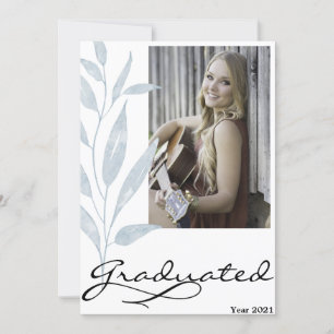 Elegant Waterverf Light Blue Afstuderen Foto Aankondiging