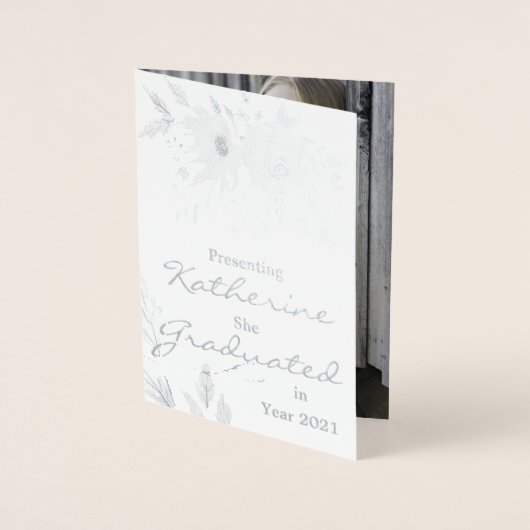 Elegant Waterverf Light Blue Afstuderen Foto Folie Kaarten (Voorkant)