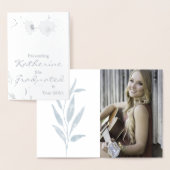 Elegant Waterverf Light Blue Afstuderen Foto Folie Kaarten (Display)