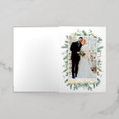 Elegant Waterverf Lijst Pas getrouwd Gold Folie Feestdagenkaart (Buiten Laag)