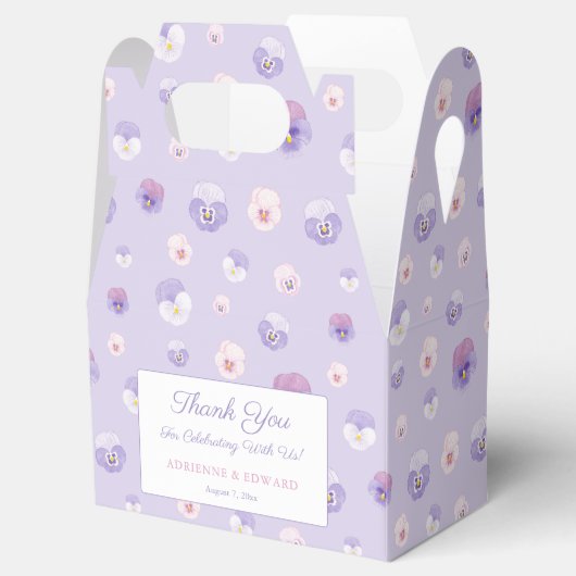 Elegant Waterverf Lila geperste bloemen bruiloft Bedankdoosjes (Geopend)