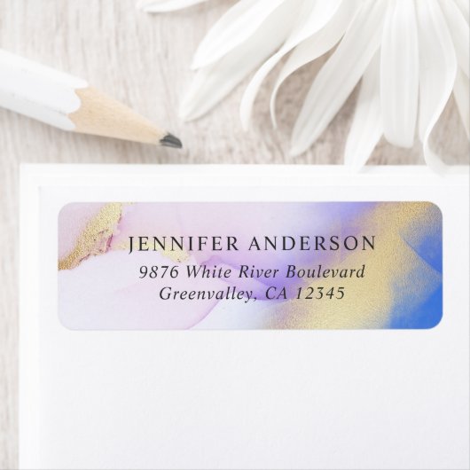 Elegant Waterverf Lila Gold Luxe op maat Etiket (Insitu)