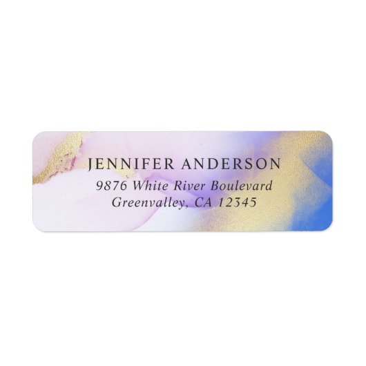 Elegant Waterverf Lila Gold Luxe op maat Etiket (Voorkant)