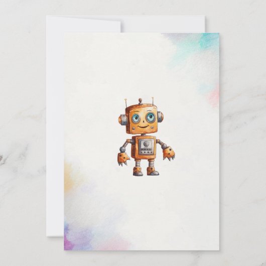 Elegant Waterverf Little Robots Baby shower Kaart (Achterkant)