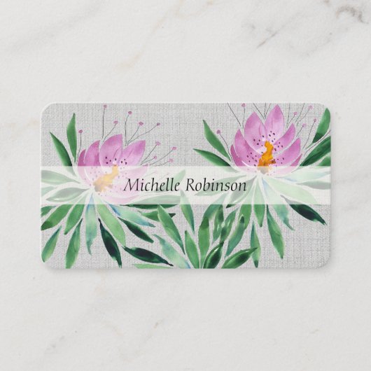 Elegant Waterverf Lotus Flower Professional Visitekaartje (Voorkant)