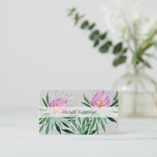 Elegant Waterverf Lotus Flower Professional Visitekaartje (Staand voorkant)
