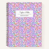 Elegant Waterverf Luipaardhuid Patroon Monogram Notitieboek (Voorkant)