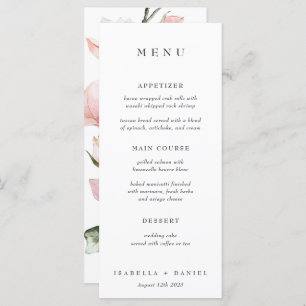 Elegant Waterverf Magnolia Botanical Wedding Menu