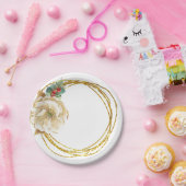 Elegant Waterverf Magnolia en Gold Wreath Papieren Bordje (Feest)