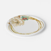 Elegant Waterverf Magnolia en Gold Wreath Papieren Bordje (Gekanteld)