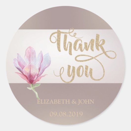 Elegant Waterverf Magnolia Wedding Sticker (Voorkant)