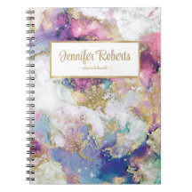 Elegant Waterverf Marble Gold Foil Sketchbook
