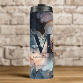 Elegant Waterverf marmeren agaat glitter monogram Thermosbeker