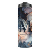 Elegant Waterverf marmeren agaat glitter monogram Thermosbeker (Voorkant)