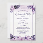 Elegant Waterverf Mauve Floral Retirement Party Kaart (Voorkant)