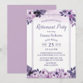 Elegant Waterverf Mauve Floral Retirement Party Kaart (Voorkant / Achterkant)