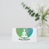 Elegant Waterverf Meditation Yoga Instructor Visitekaartje (Staand voorkant)