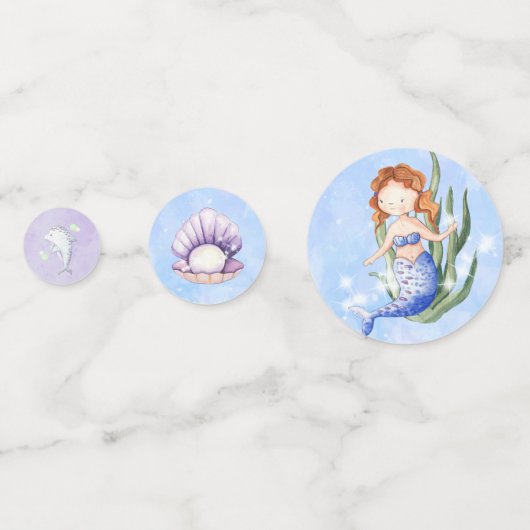 Elegant Waterverf Mermaids Birthday Confetti (Voorkanten)