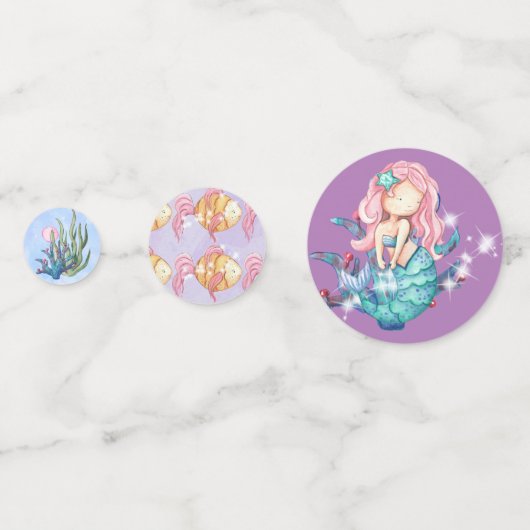 Elegant Waterverf Mermaids Birthday Confetti (Achterkanten)