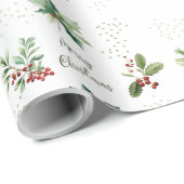 Elegant Waterverf Merry Kerstmis Cadeaupapier (Rol Hoek)