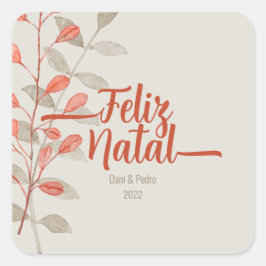 Elegant Waterverf Merry Kerstmis Feliz Natal Gif Vierkante Sticker
