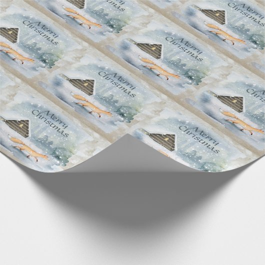 Elegant Waterverf Merry KerstWinter Holiday Cadeaupapier (Hoek)