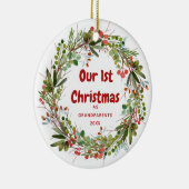 Elegant Waterverf met eerste kerstmis Keramisch Ornament (Rechts)