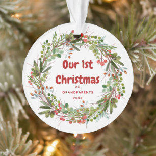 Elegant Waterverf met eerste kerstmis   Ornament