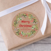 Elegant Waterverf met kerstcadeau-roun Ronde Sticker