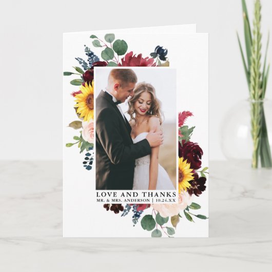 Elegant Waterverf Mixed Floral Love Bedankt Fold (Voorkant)