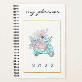 Elegant Waterverf Modern Mint Flowers Golg Bike Planner