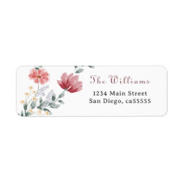 Elegant waterverf modern wildflower adres etiket