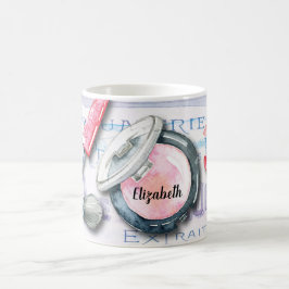 Elegant Waterverf Monogram Beauty Cosmetics Style Koffiemok