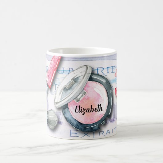 Elegant Waterverf Monogram Beauty Cosmetics Style Koffiemok (Center)